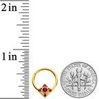 16G 3/8 Red Gem Gold Tone Regal Rhombus Hinged Segment Ring