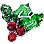 16G 1/4 Red Gem Holly Berry Christmas Holiday Labret Tragus