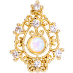 16G 1/4 Ornate White Synthetic Opal Gold Tone Oval Cartilage Tragus