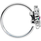 20G 5/16 Clear Pink Green Gem Snowflake Holiday Nose Hoop