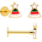 16G 5/16 Gold Tone Candy Cane Santa Tree Labret Tragus Set of 3