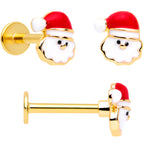 16G 5/16 Gold Tone Candy Cane Santa Tree Labret Tragus Set of 3
