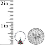 16G 3/8 Red Green Gem Starry Christmas Tree Hinged Segment Ring