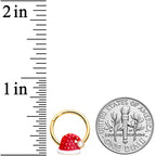 16G 3/8 Gold Tone Red Santa Hat Christmas Hinged Segment Ring