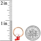 16G 3/8 Rose Gold Tone Red Christmas Stocking Hinged Segment Ring