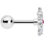16G 1/4 Clear Pink Green Gem Snowflake Cartilage Tragus Earring