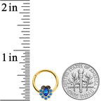 16G 3/8 Blue Gem Gold Tone Opulent Oval Hinged Segment Ring