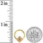 16G 3/8 Clear CZ Gem Gold Tone Rhombus Royale Hinged Segment Ring