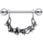 14G 9/16 Clear Gem Abstract Bow Butterfly Dangle Nipple Ring Set