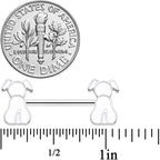 14G 9/16 White Sitting Dog Barbell Nipple Ring Set