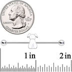 14G White Sitting Dog Industrial Barbell 38mm