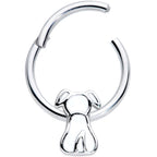16G 3/8 White Sitting Dog Hinged Segment Ring