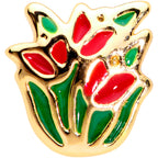 20G 1/4 Gold Tone Springtime Red Tulip Flowers Nose Bone