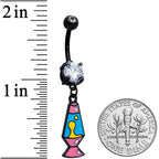Clear CZ Gem Black Retro Lava Lamp Dangle Belly Ring