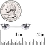 14G 9/16 Sweet Smiling Whale Barbell Nipple Ring Set