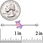 14G Happy Purple Hippo Industrial Barbell 38mm