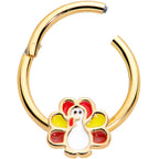 16G 3/8 Gold Tone Turkey Time Thanksgiving Hinged Segment Ring