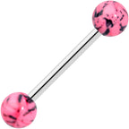 Clear Gem Rose Gold Tone Heart Pink Grey Barbell Tongue Ring Set of 4