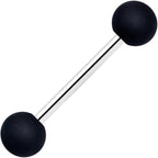 Clear Gem Black Purple Heart Matte Stripe Barbell Tongue Ring Set of 4