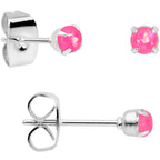 20G Pink Faux Opal 3mm to 5mm Post Stud Earrings Set of 3