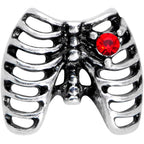 16G 5/16 Red CZ Gem Heart Skeleton Ribs Halloween Labret Tragus