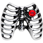 16G 1/4 Red CZ Gem Heart Skeleton Halloween Cartilage Earring