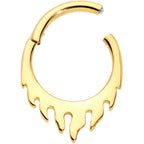 16G 5/16 Gold Tone Flames of Style Fire Hinged Segment Ring