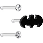 20G 1/4 Clear Gem Licensed DC Comics Batman Nose Bone Set of 3