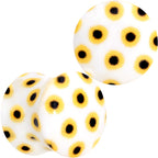 White Acrylic Scores of Sunflowers Double Flare Plug Set