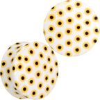White Acrylic Scores of Sunflowers Double Flare Plug Set