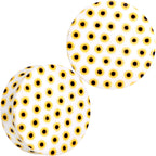 White Acrylic Scores of Sunflowers Double Flare Plug Set