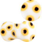 White Acrylic Scores of Sunflowers Double Flare Plug Set