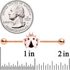 14G Clear Gem Rose Gold Tone Lil Ladybug Industrial Barbell 38mm