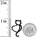 16G 5/16 Black Cat Lover Heart Kitty Closure Ring