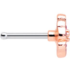 20G 1/4 Clear Pink Gem Rose Gold Tone Heart Flower Nose Bone