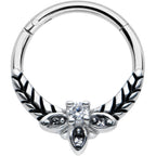 16G 3/8 Clear Gems Gothic Bee Hinged Segment Ring