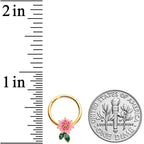 16G 3/8 Gold Tone Pink Spring Flower Hinged Segment Ring