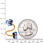 Clear Gem Gold Tone Blue Spring Flower Spiral Twister Belly Ring