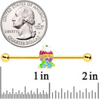 14G Gold Tone Hatched Chick Easter Egg Industrial Barbell 38mm