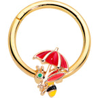 16G 3/8 Gold Tone Rainy Day Umbrella Bee Hinged Segment Ring