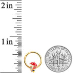 16G 3/8 Gold Tone Rainy Day Umbrella Bee Hinged Segment Ring