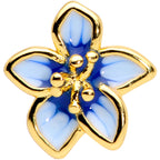 16G 1/4 Gold Tone White Blue Flower Cartilage Tragus Earring