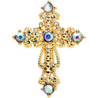 16G 5/16 Aurora Gem Gold Tone Elegant Cross Labret Monroe Tragus