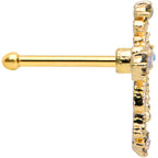 20G 1/4 Aurora CZ Gem Gold Tone Subtle Cross Nose Bone