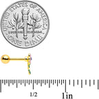 16G 1/4 Purple Gem Gold Tone Pink Flower Cartilage Tragus Earring