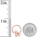 16G 3/8 Clear CZ Gem Rose Gold Tone Butterfly Flower Segment Ring