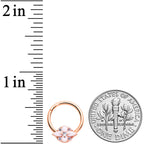 16G 3/8 Clear CZ Gem Rose Gold Hue Pink Cross Hinged Segment Ring