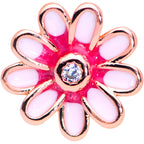 16G 1/4 Clear Gem Rose Gold Tone Pink Flower Cartilage Earring