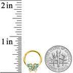 16G 3/8 Gold Tone Green Inlay Butterfly Hinged Segment Ring