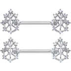14G 9/16 Clear CZ Gem Constellation Barbell Nipple Ring Set